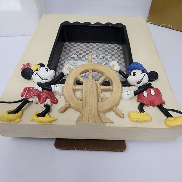 Vintage Disney Mickey Minnie Steamboat Resin Photo Frame Charpente 6.5x5.25in - Picture 5 of 8
